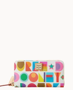 Art Deco Large Zip Around Wristlet