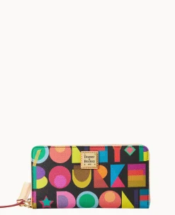 Art Deco Large Zip Around Wristlet