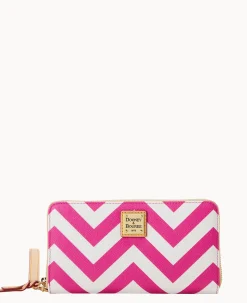 Chevron Large Zip Around Wallet