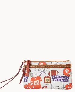 Collegiate Clemson University Double Zip Wristlet