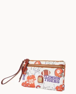 Collegiate Clemson University Double Zip Wristlet
