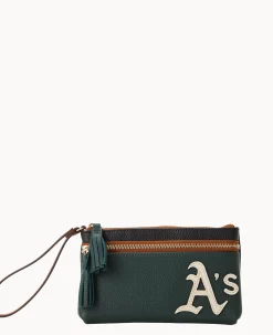MLB Athletics Double Zip Wristlet