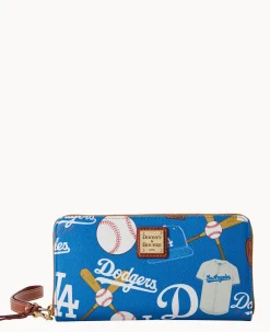 MLB Dodgers Large Zip Around Wristlet