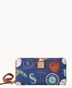 MLB Mariners Large Zip Around Wristlet