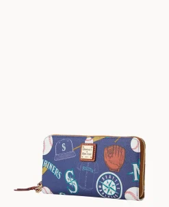 MLB Mariners Large Zip Around Wristlet