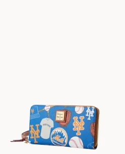 MLB Mets Large Zip Around Wristlet