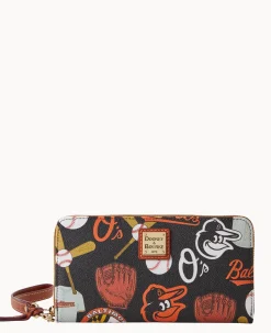 MLB Orioles Large Zip Around Wristlet