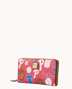 MLB Phillies Large Zip Around Wristlet