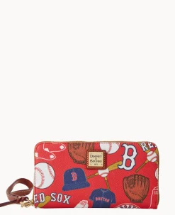 MLB Red Sox Large Zip Around Wristlet