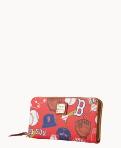 MLB Red Sox Large Zip Around Wristlet