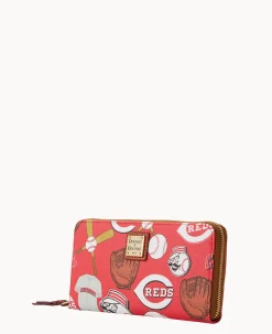 MLB Reds Large Zip Around Wristlet