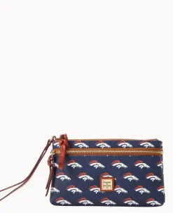 NFL Broncos Double Zip Wristlet
