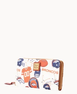 NFL Broncos Large Zip Around Wristlet