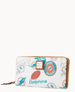 NFL Dolphins Large Zip Around Wristlet