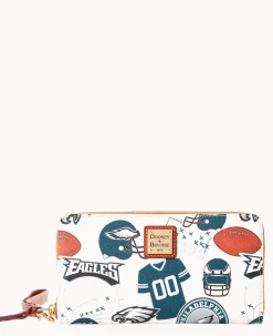 NFL Eagles Large Zip Around Wristlet