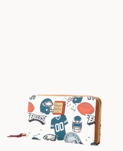 NFL Eagles Large Zip Around Wristlet