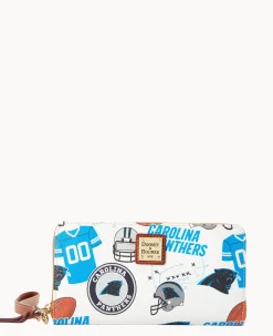 NFL Panthers Large Zip Around Wristlet
