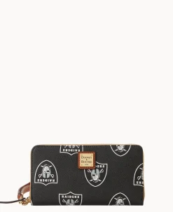 NFL Raiders Large Zip Around Wristlet
