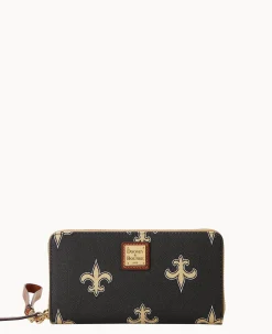 NFL Saints Large Zip Around Wristlet