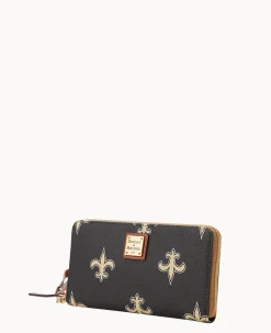 NFL Saints Large Zip Around Wristlet