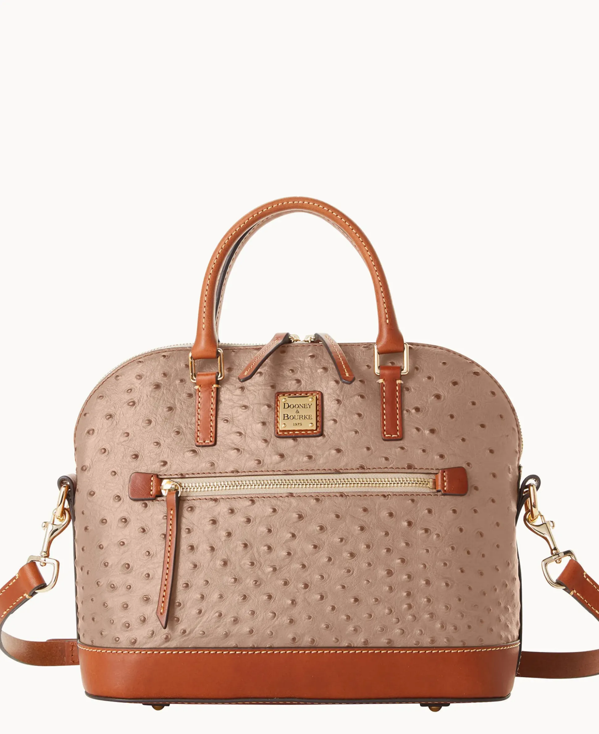 Ostrich Domed Zip Satchel