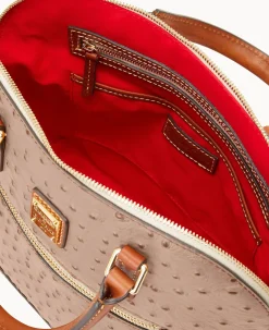 Ostrich Domed Zip Satchel