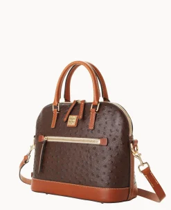 Ostrich Domed Zip Satchel