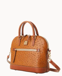 Ostrich Domed Zip Satchel