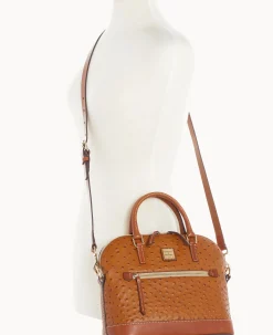 Ostrich Domed Zip Satchel