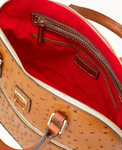 Ostrich Domed Zip Satchel
