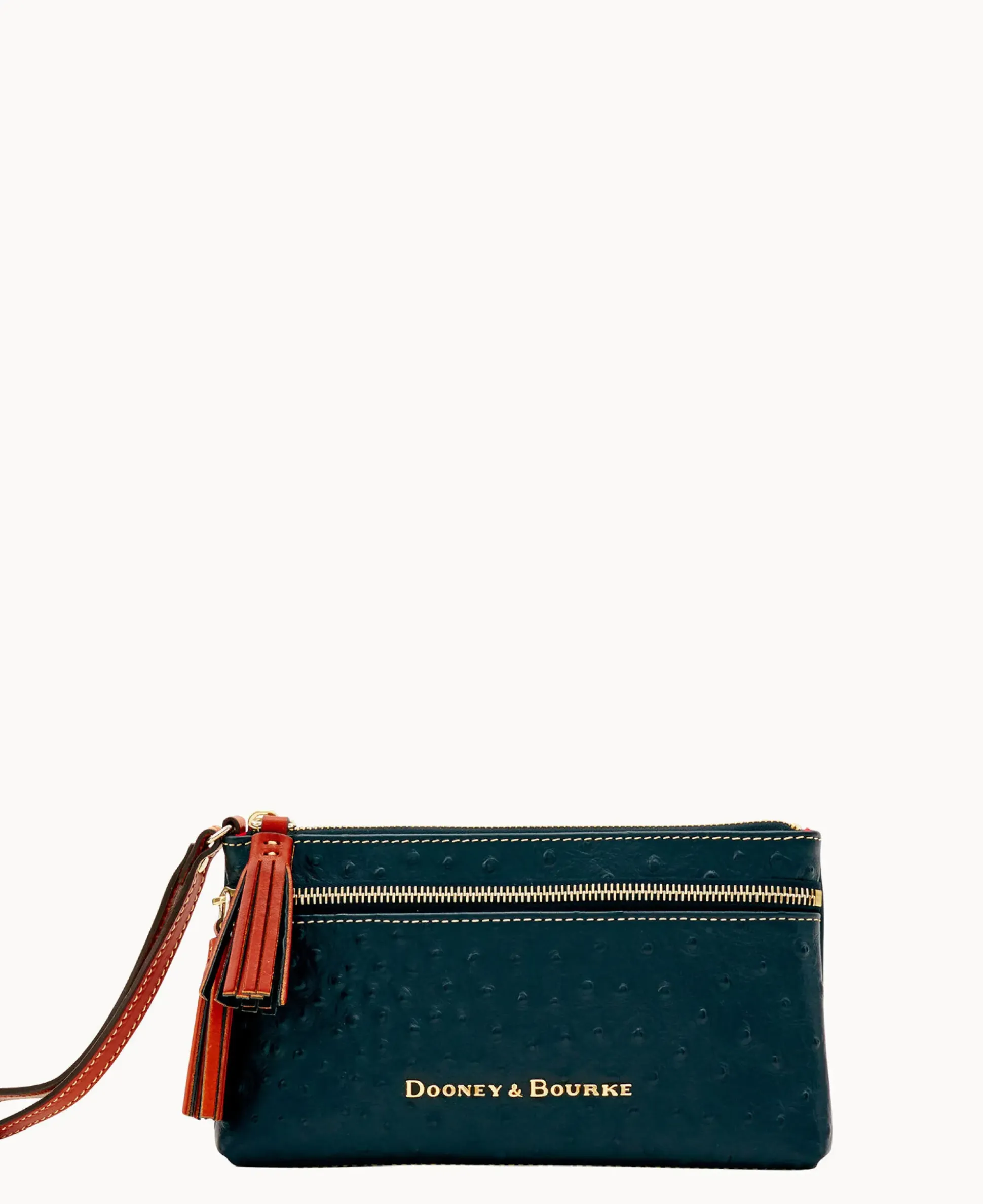 Ostrich Double Zip Wristlet