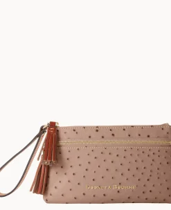 Ostrich Double Zip Wristlet