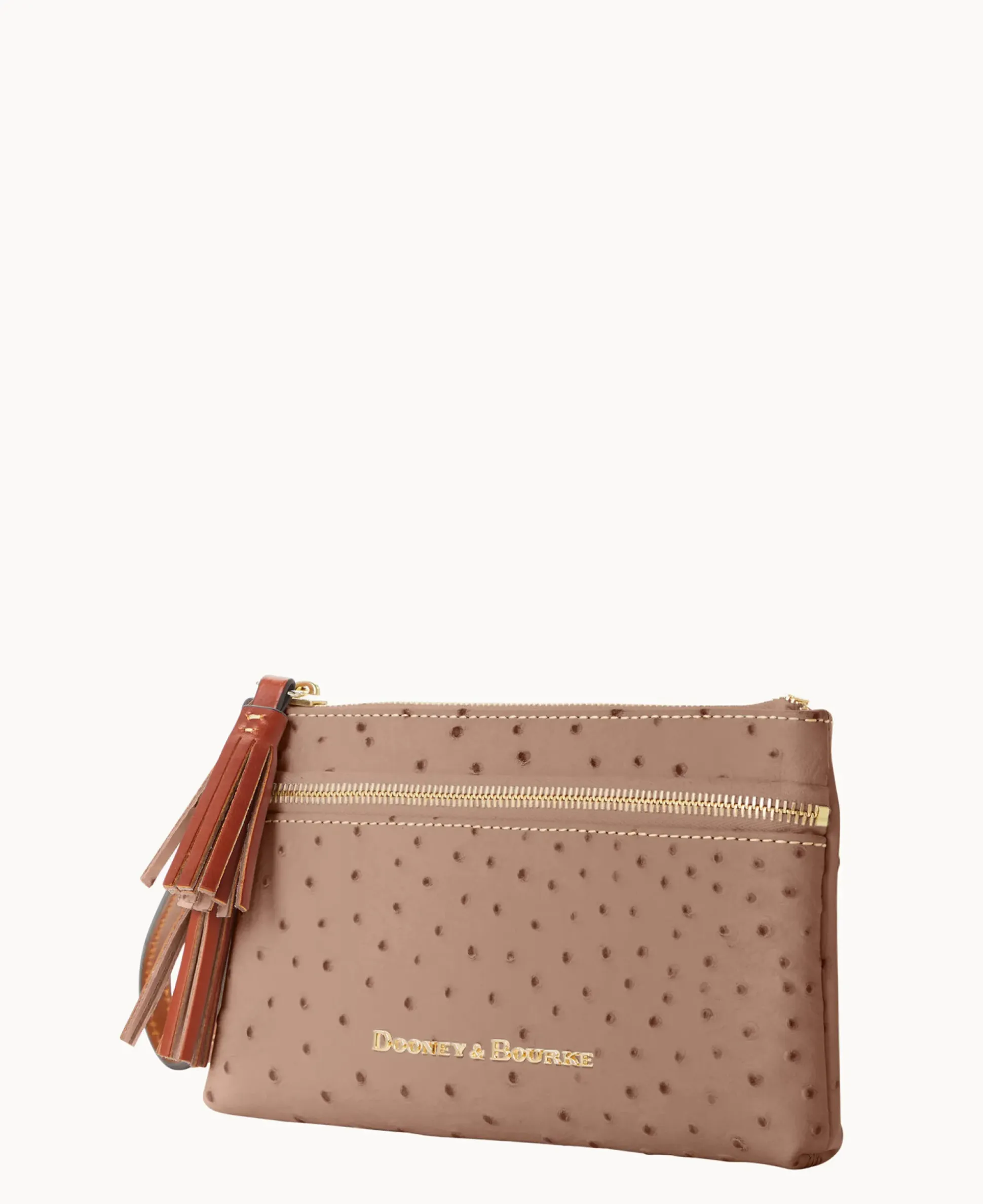 Ostrich Double Zip Wristlet