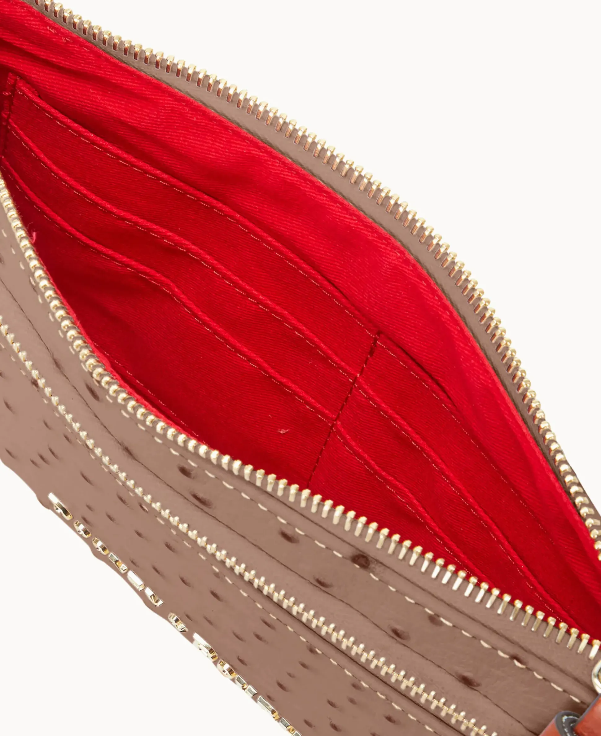 Ostrich Double Zip Wristlet