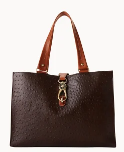 Ostrich Large Logo Lock Tote