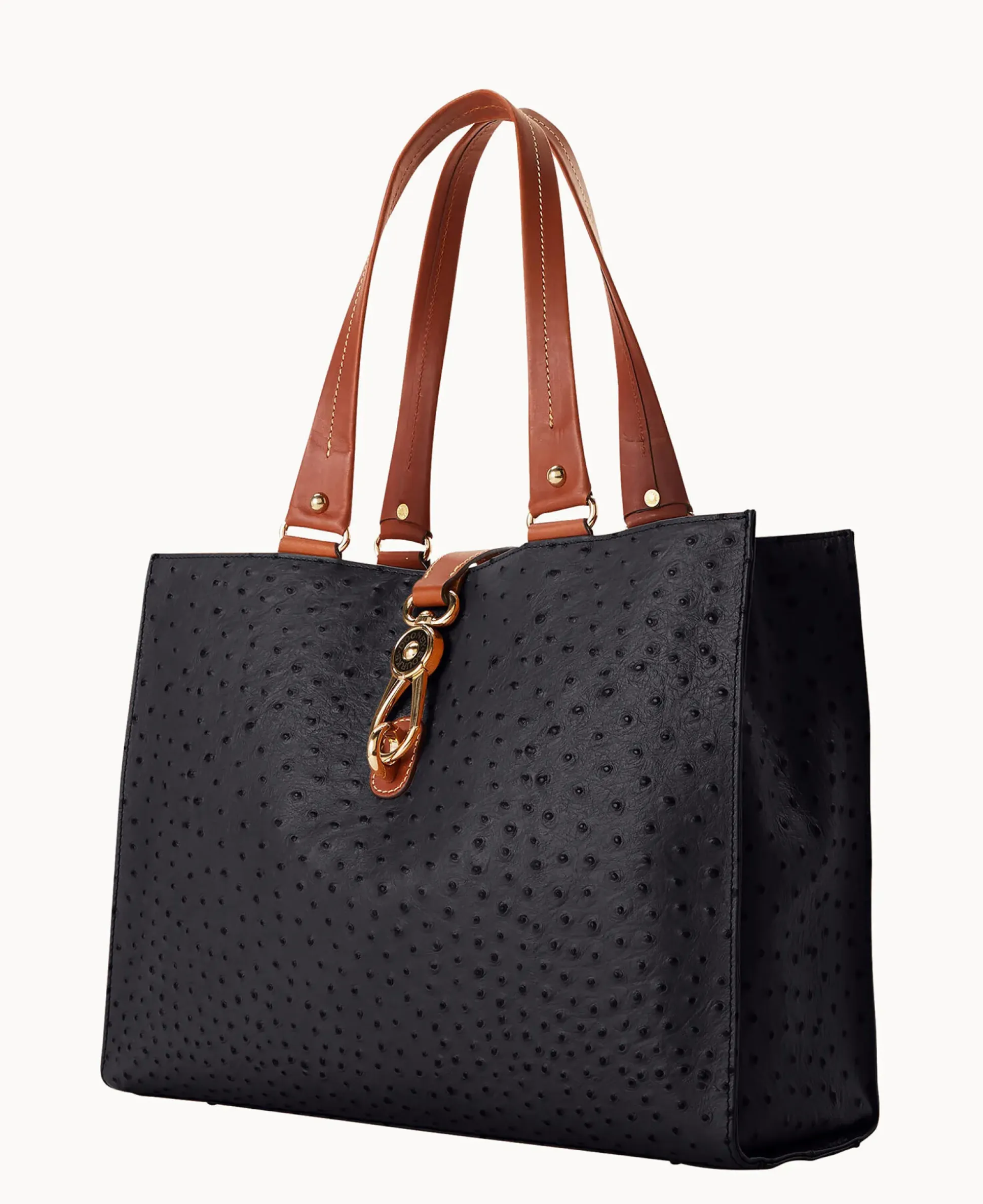 Ostrich Large Logo Lock Tote