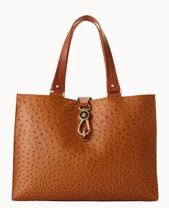 Ostrich Large Logo Lock Tote