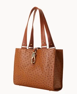 Ostrich Medium Logo Lock Tote