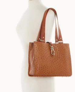 Ostrich Medium Logo Lock Tote