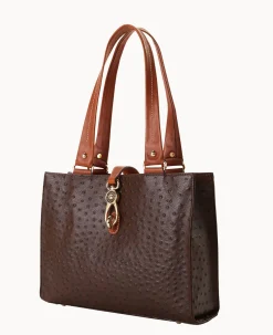 Ostrich Medium Logo Lock Tote