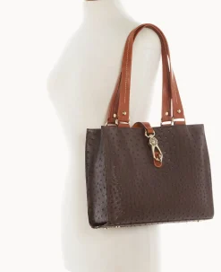 Ostrich Medium Logo Lock Tote