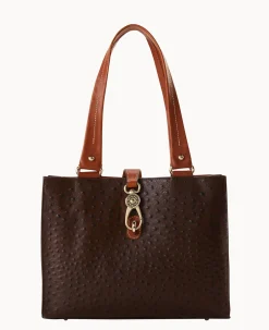 Ostrich Medium Logo Lock Tote