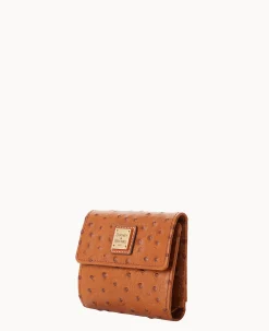 Ostrich Small Flap Credit Card Wallet