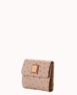 Ostrich Small Flap Credit Card Wallet