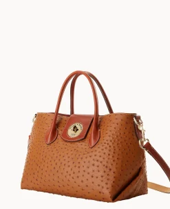 Ostrich Turnlock Handle Tote 30