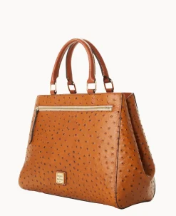 Ostrich Zip Satchel