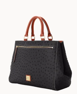 Ostrich Zip Satchel