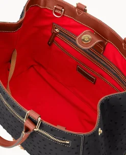 Ostrich Zip Satchel