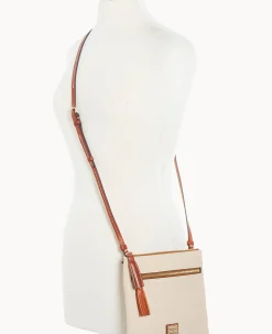 Pebble Grain Double Zip Tassel Crossbody