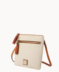 Pebble Grain Double Zip Tassel Crossbody